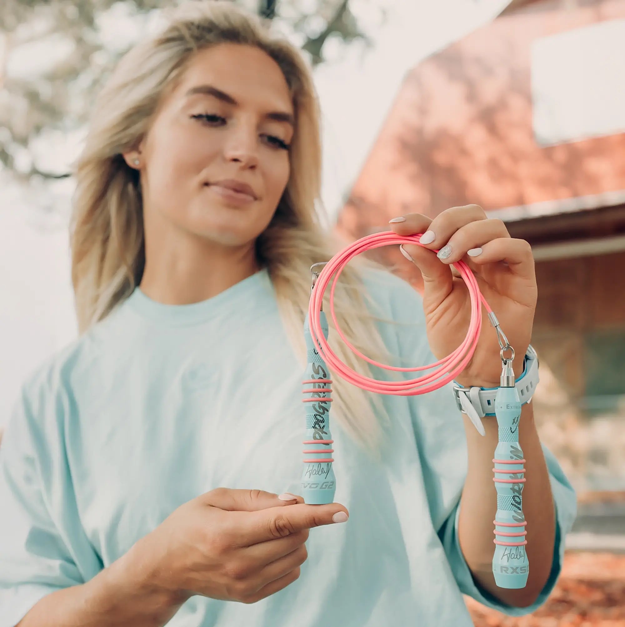 Haley_Adams_Limited_Edition_EVO_G2_Speed_Rope_Holding it in her hands