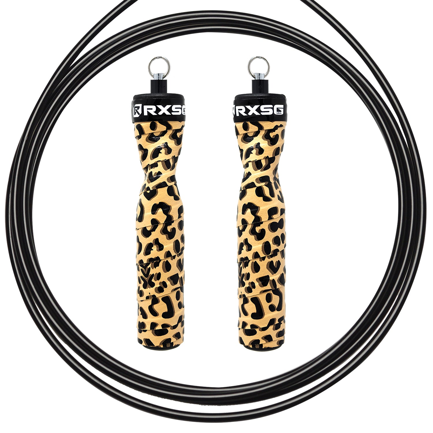 Rx Smart Gear CustomFit Leopard Print Jump Rope Black Cable