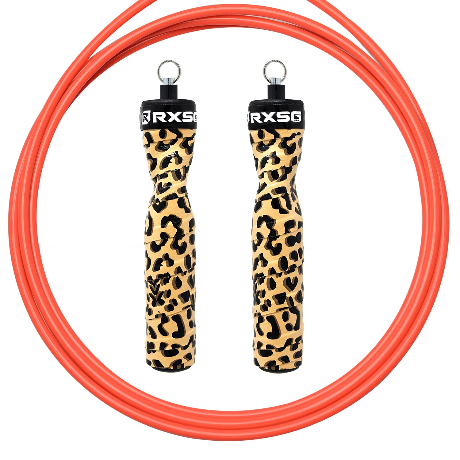 Rx Smart Gear CustomFit Leopard Print Jump Rope Orange Cable