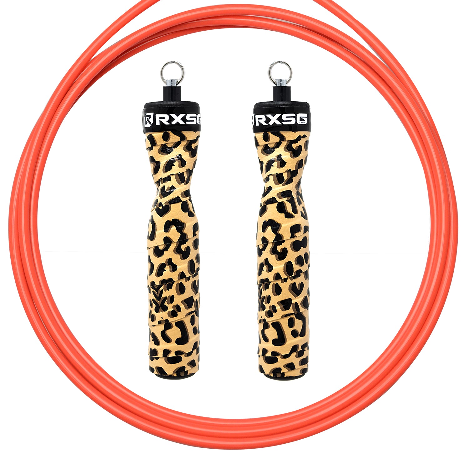 RXSG Rx Original CustomFit Leopard Print Jump Rope with Orange Buff Cable