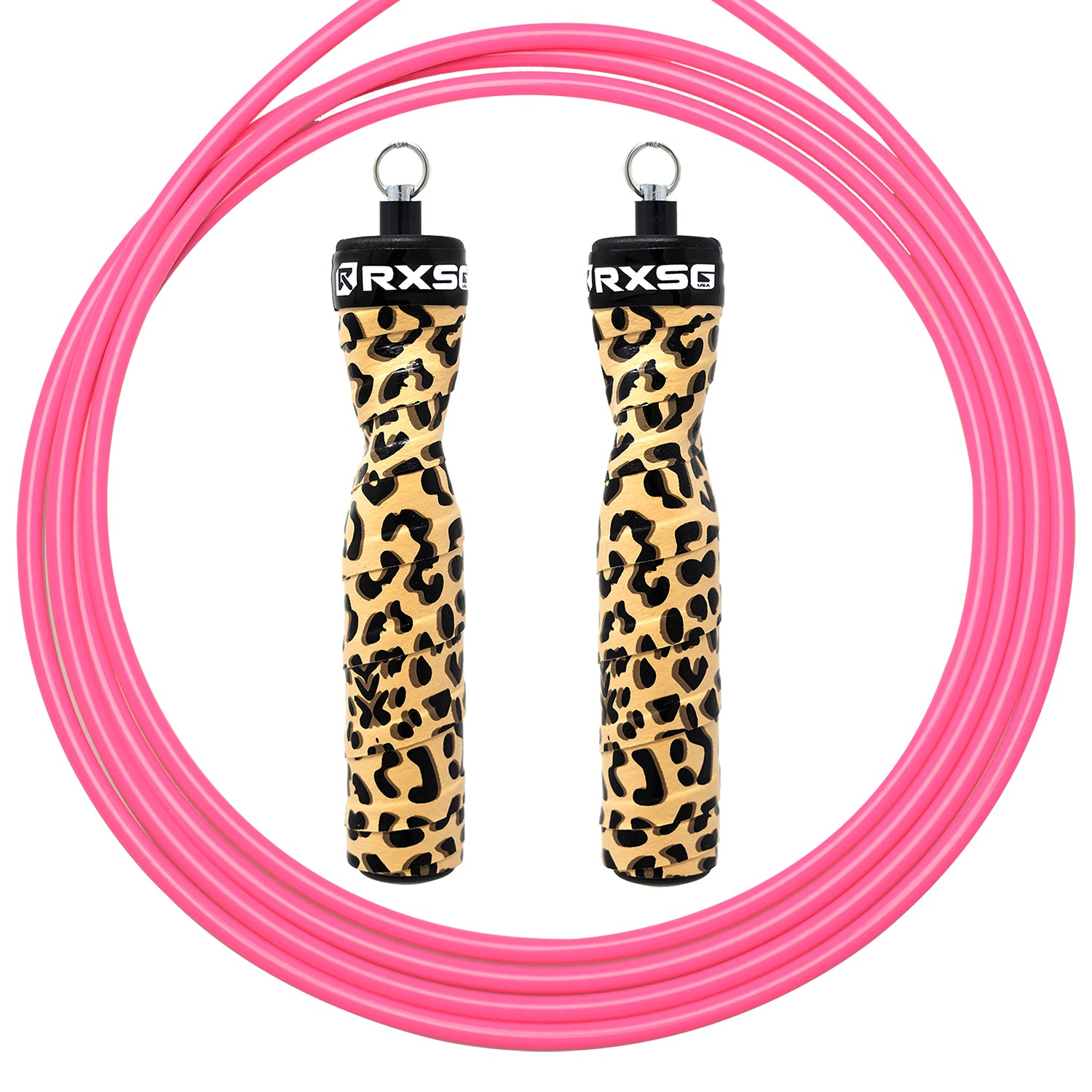 Rx Smart Gear CustomFit Leopard Print Jump Rope Pink Cable