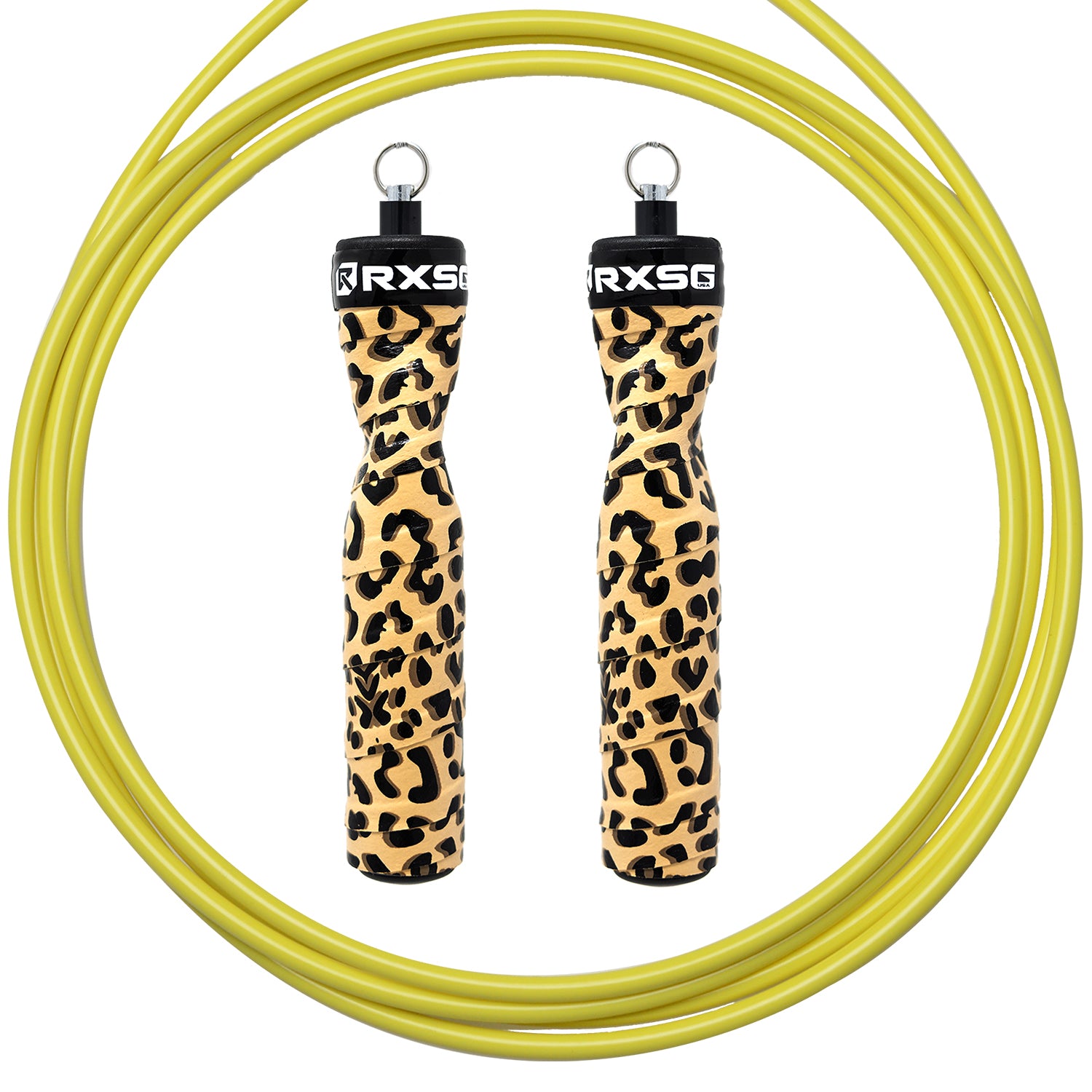 Rx Smart Gear CustomFit Leopard Print Jump Rope Yellow Cable