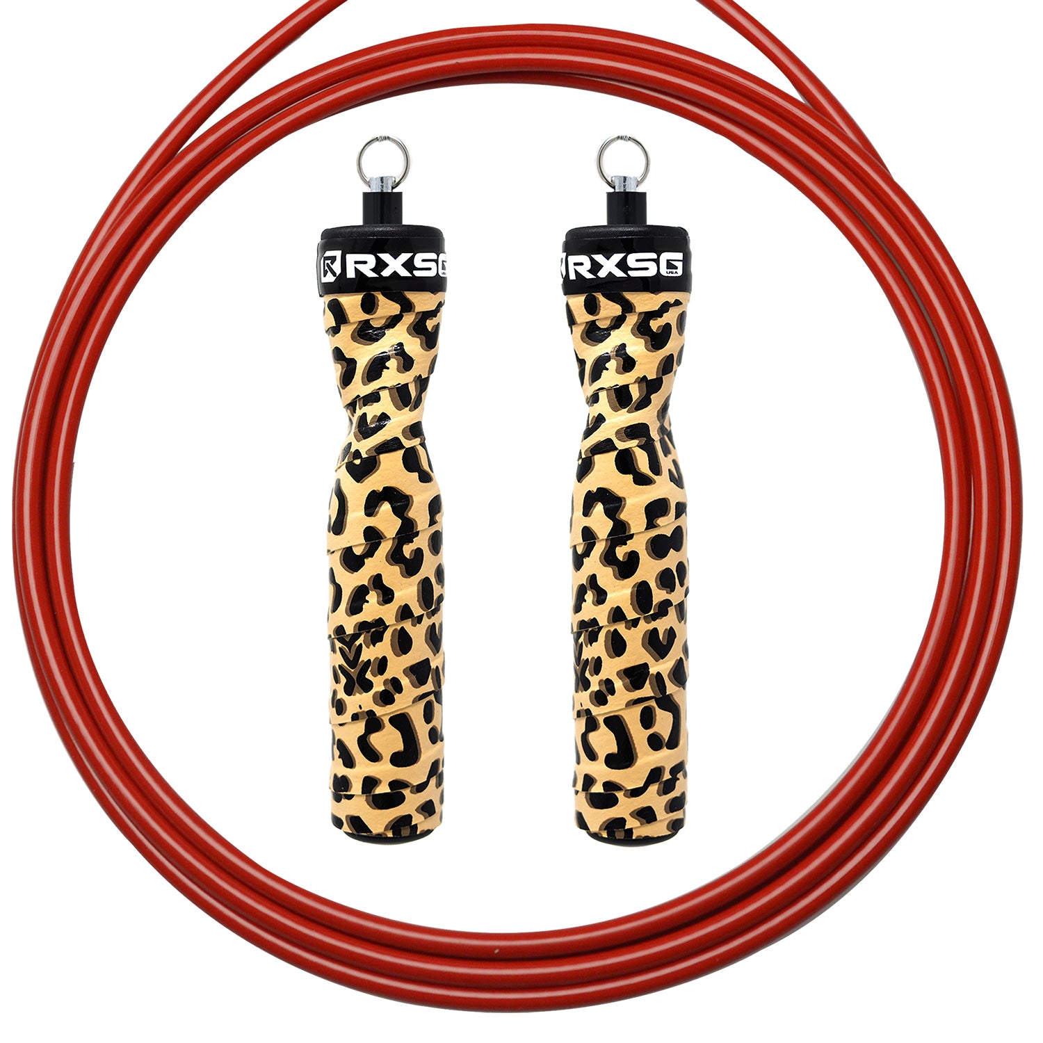 Rx Smart Gear CustomFit Leopard Print Jump Rope Red Cable