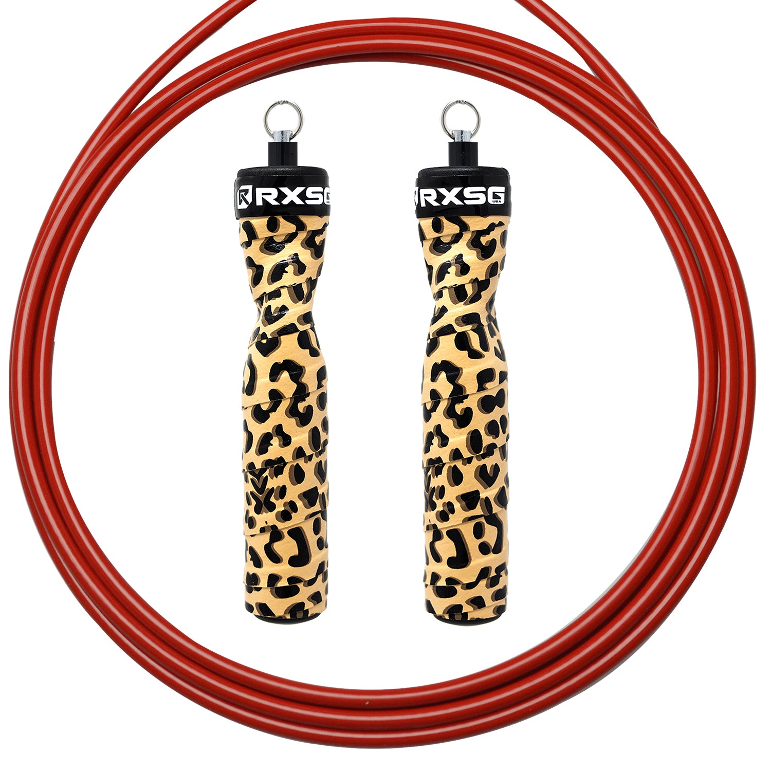 RXSG Rx Original CustomFit Leopard Print Jump Rope with Red Buff Cable