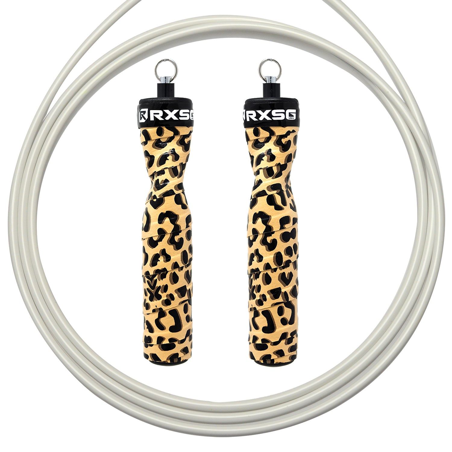 Rx Smart Gear CustomFit Leopard Print Jump Rope White Cable