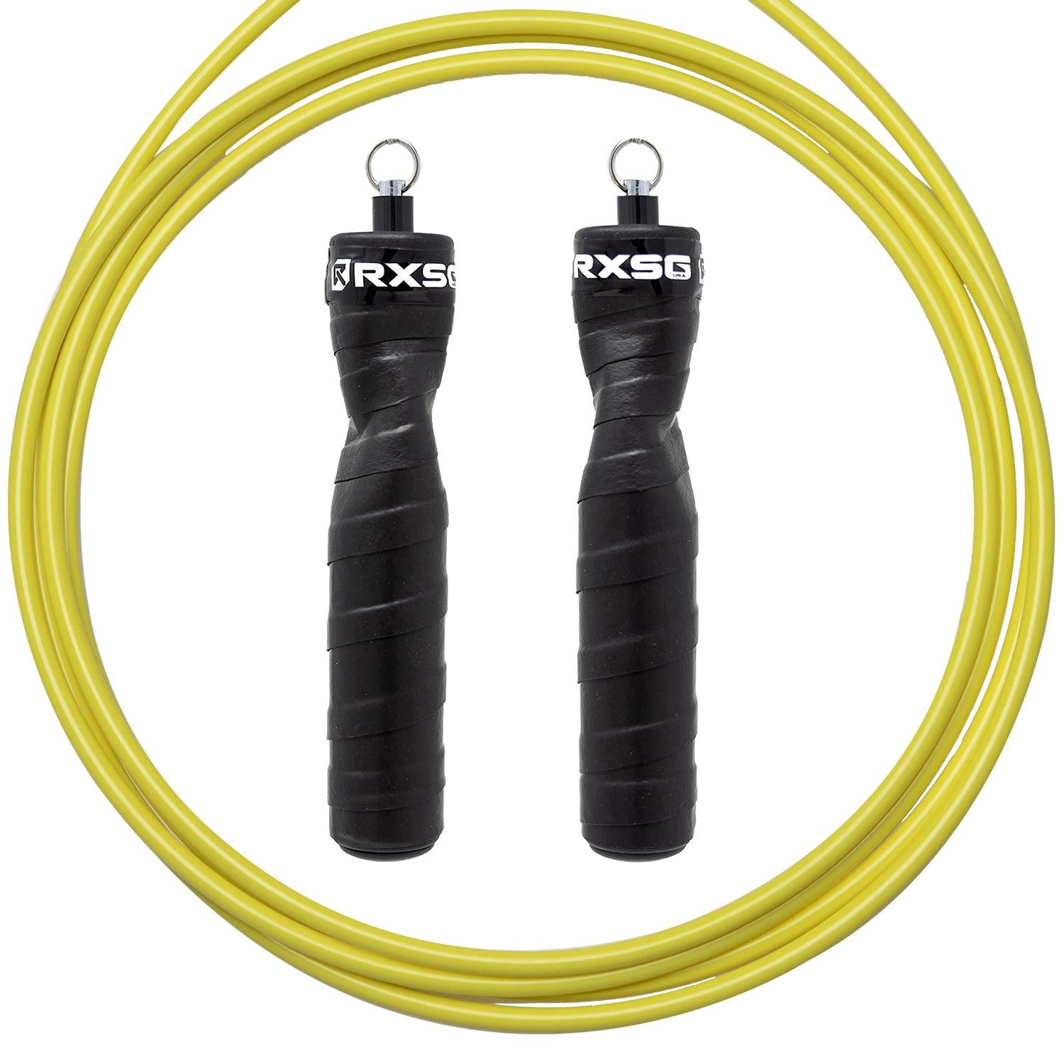 RXSG_CustomFit_Black_Jump_Rope_with_Yellow_Buff_Cable