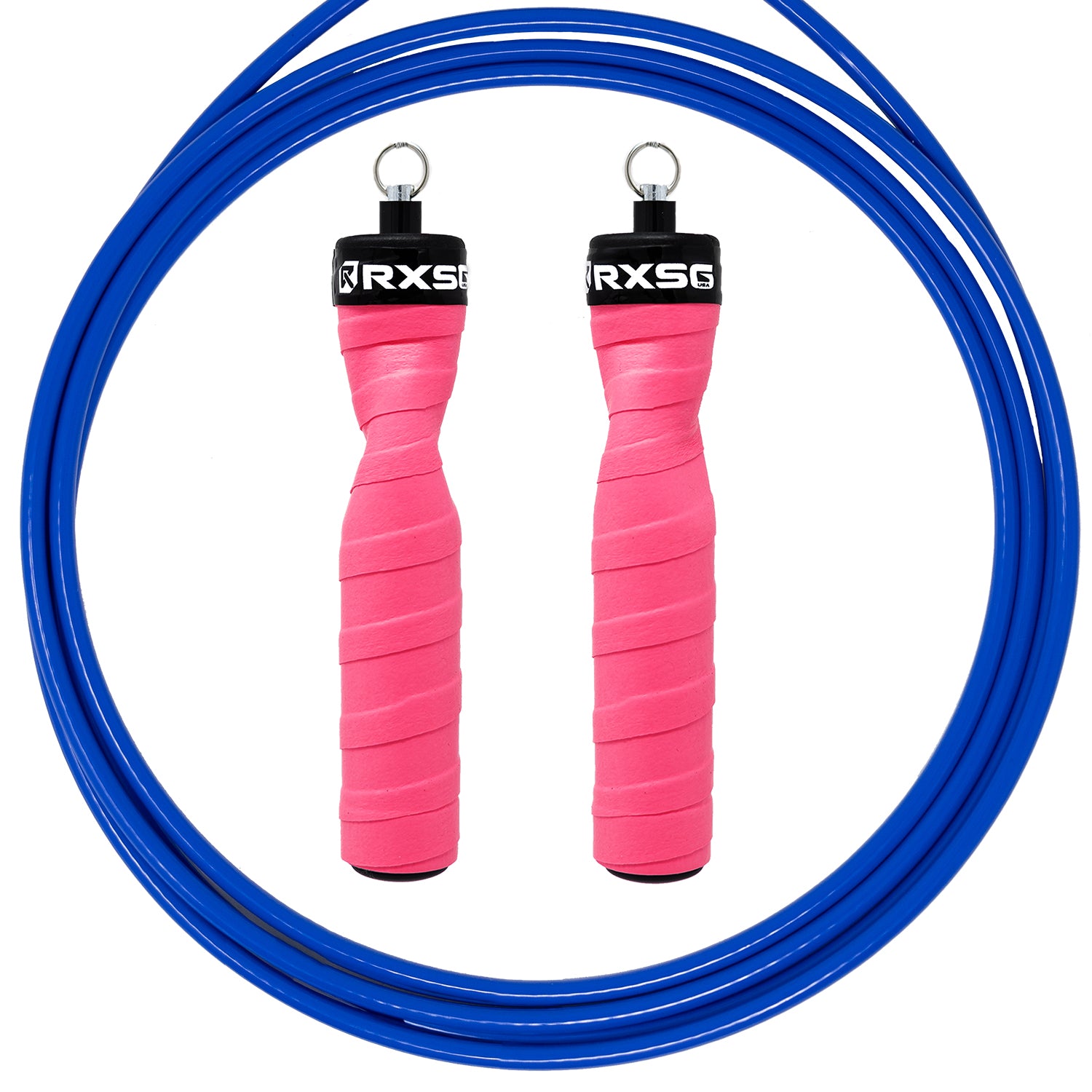 RXSG Original Rx Jump Rope Poppin Pink with Teal Blue Cable