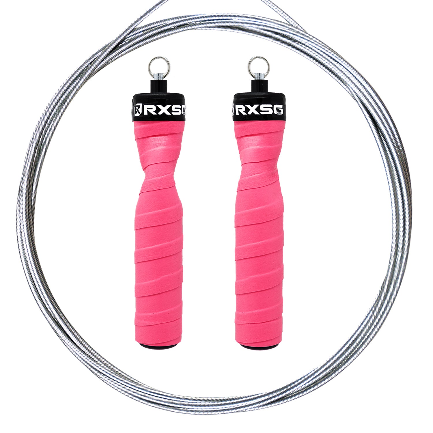 RXSG Original Rx Jump Rope Poppin Pink with Teal Hyper Uncoated Cable