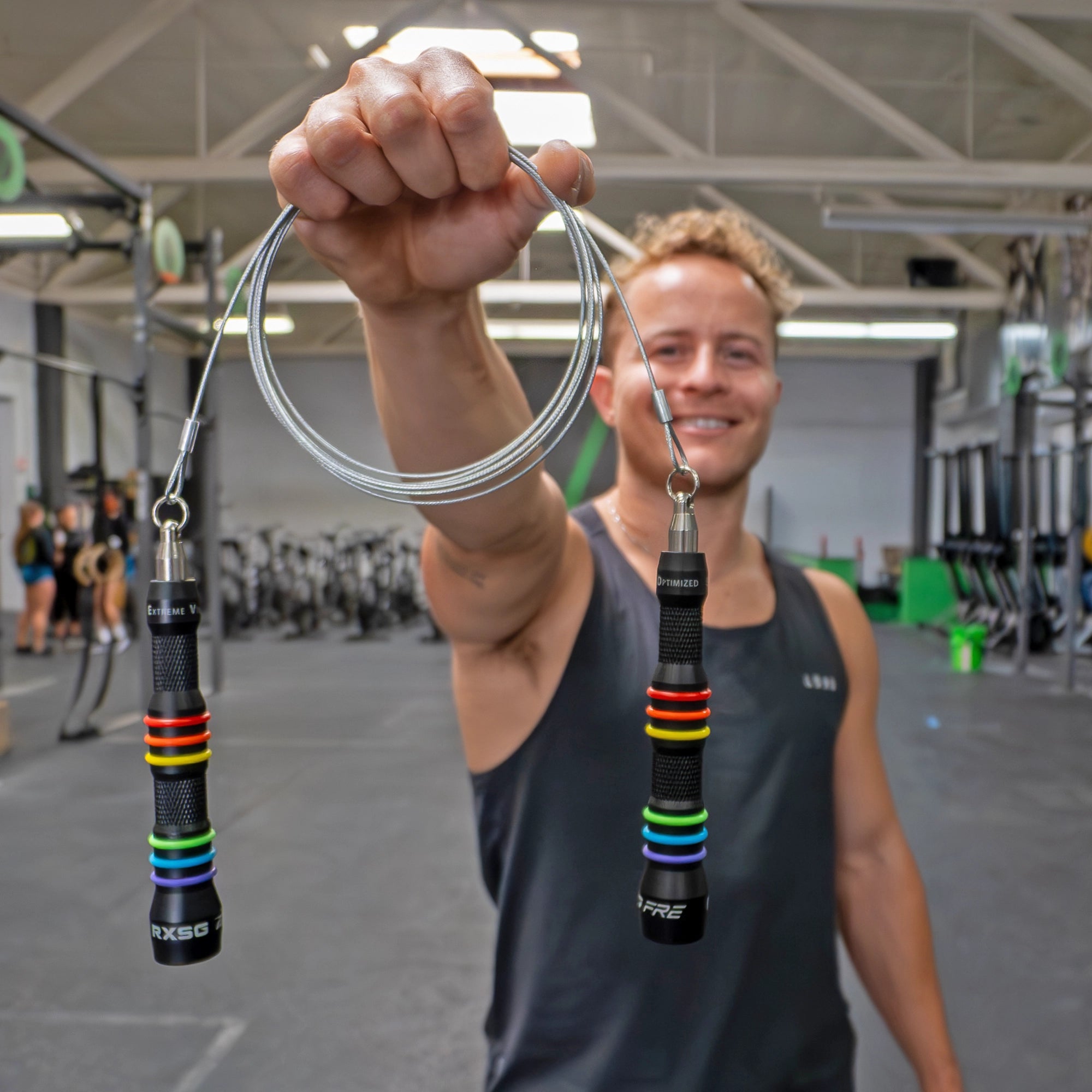 Rx Smart Gear FRE Pride Speed Rope held by athlete