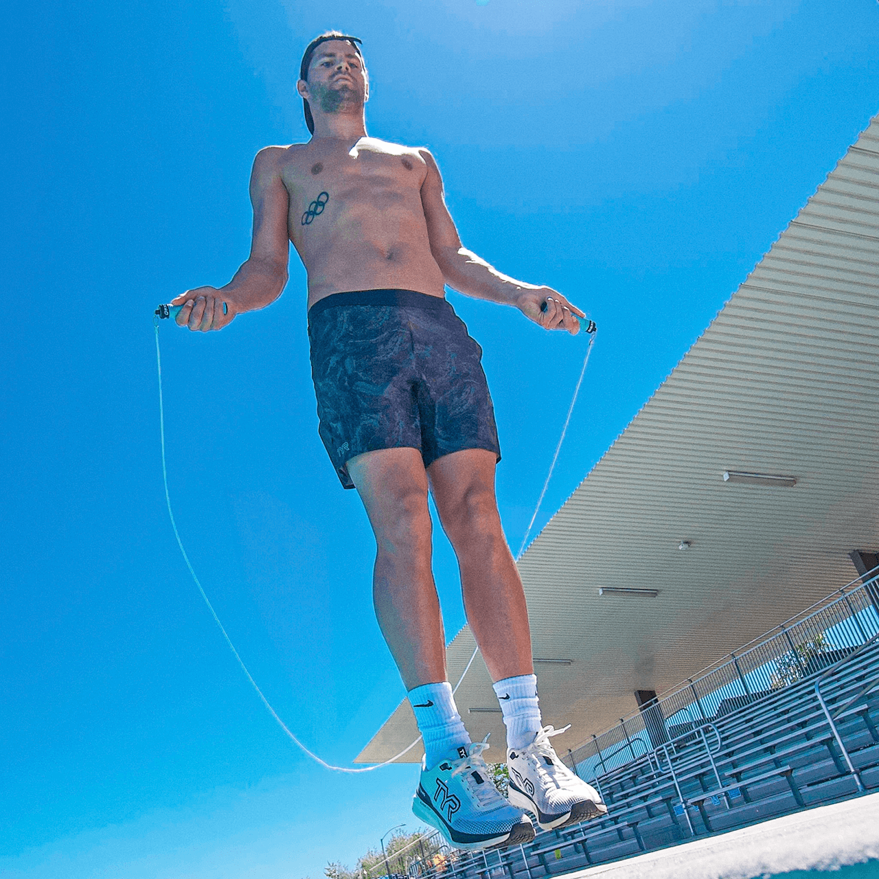 Skye Rx Original CustomFit Jump Rope in use by olympic Swimmer Michael Andrew