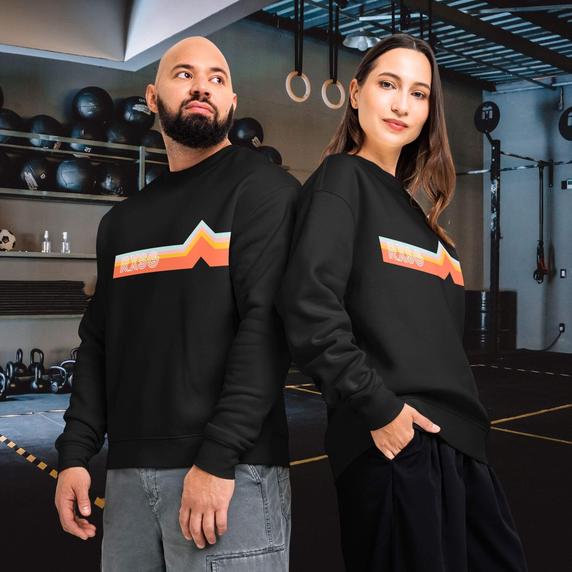 RXSG Vintage Crew Neck Sweatshirt Front at the gym on models
