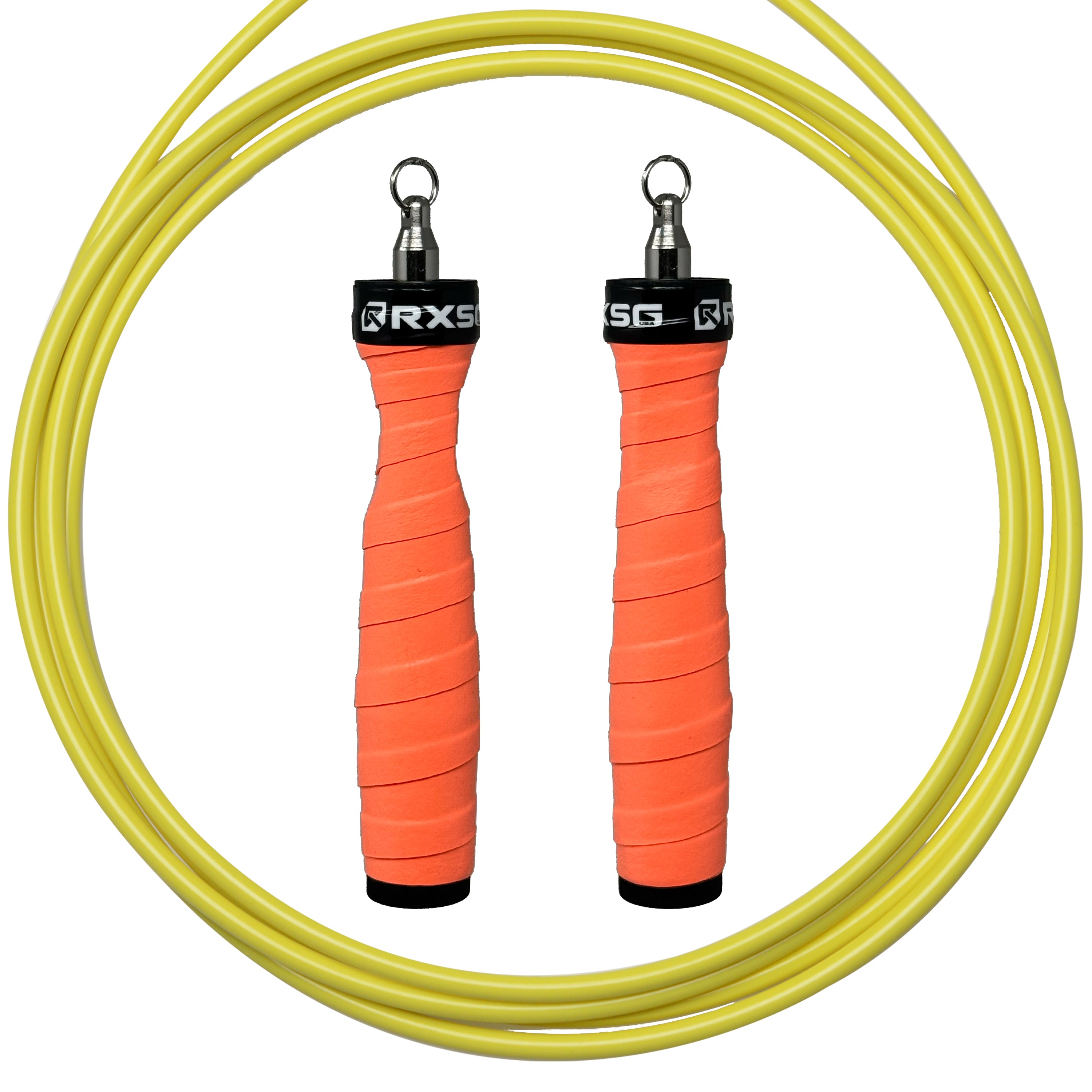 RXSG Rx Jump Rope 2.0  Custom Outrageous Orange with Neon Yellow Cable